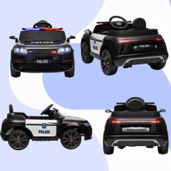 AIYAPLAY Homcom - Coche de policía eléctrico Negro* Vehículos De Batería O A Pedales