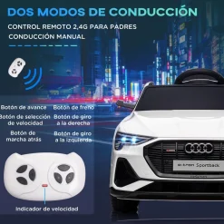Homcom - Coche eléctrico Audi e-tron 12V blanco* Vehículos De Batería O A Pedales