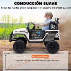 AIYAPLAY Homcom - Coche eléctrico batería 12 V con mando a distancia Blanco