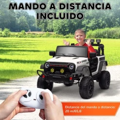 AIYAPLAY Homcom - Coche eléctrico batería 12 V con mando a distancia Blanco