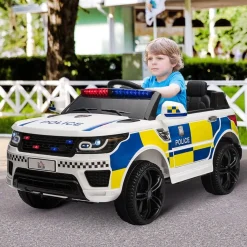 Homcom - Coche eléctrico de policía con mando* Vehículos De Batería O A Pedales