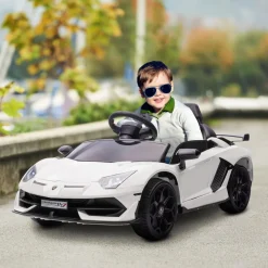 Homcom - Coche eléctrico Lamborghini Aventador Blanco 12 V