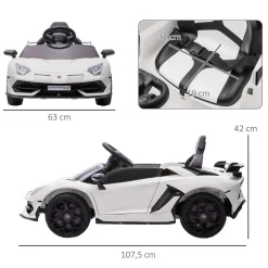 Homcom - Coche eléctrico Lamborghini Aventador Blanco 12 V