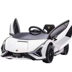 Homcom - Coche eléctrico Lamborghini blanco* Vehículos De Batería O A Pedales