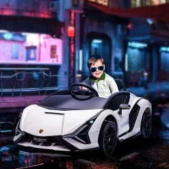 Homcom - Coche eléctrico Lamborghini blanco* Vehículos De Batería O A Pedales