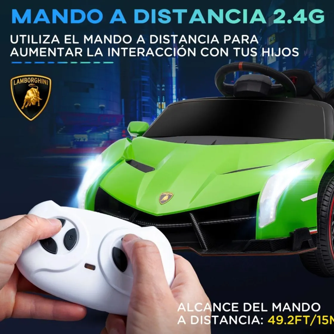 Homcom - Coche Eléctrico Lamborghini Veneno Verde* Vehículos De Batería O A Pedales