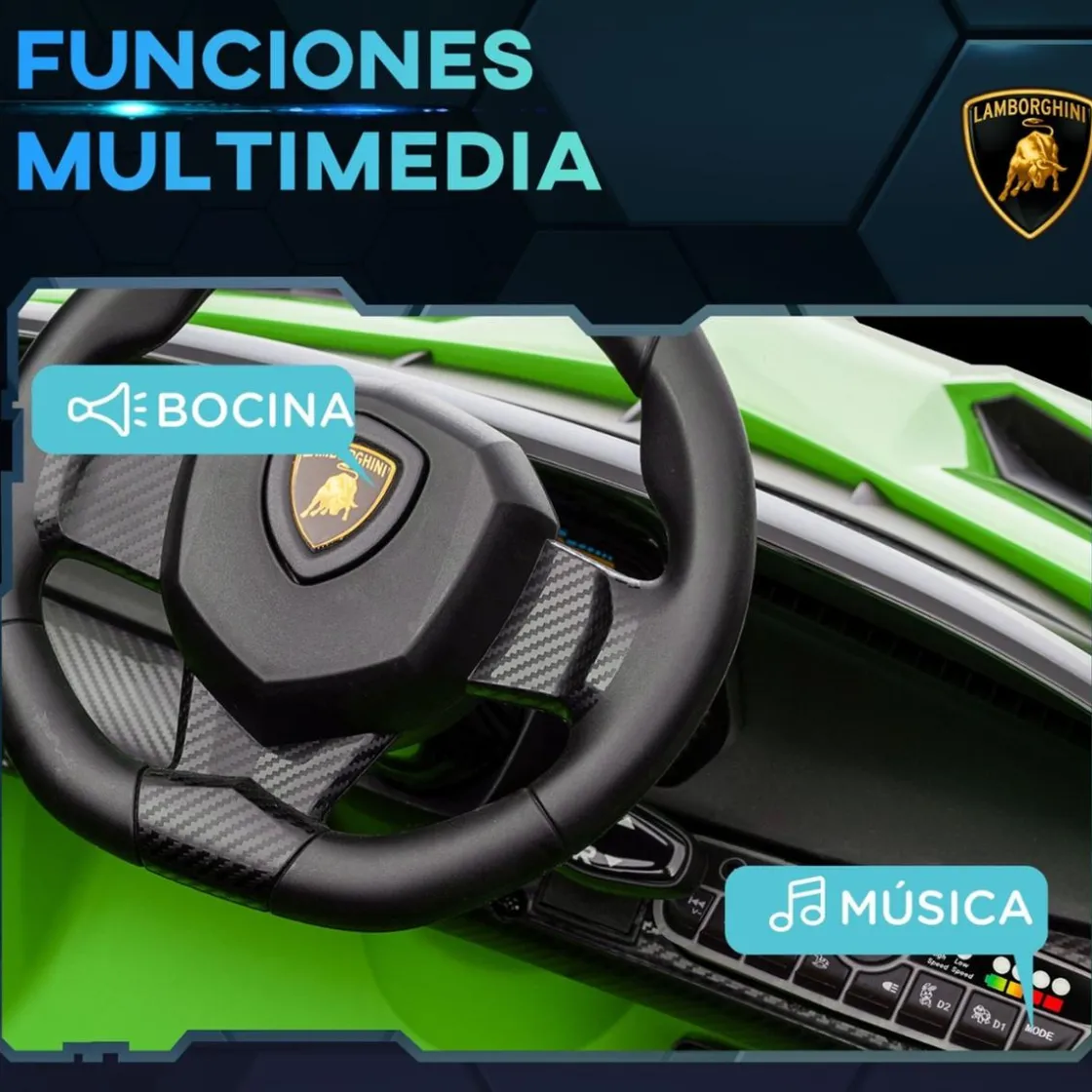 Homcom - Coche Eléctrico Lamborghini Veneno Verde* Vehículos De Batería O A Pedales