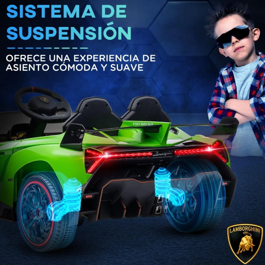 Homcom - Coche Eléctrico Lamborghini Veneno Verde* Vehículos De Batería O A Pedales