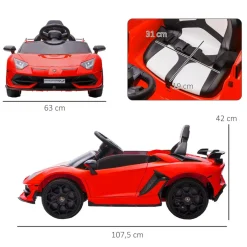 Homcom - Coche eléctrico Lamborghini Aventador Rojo 12 V