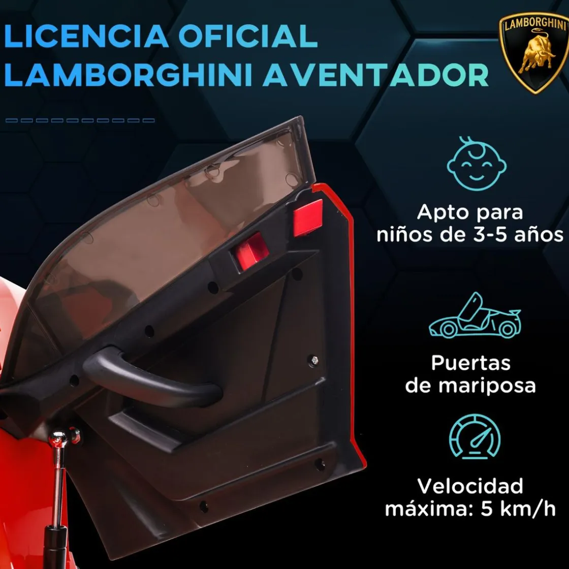 Homcom - Coche eléctrico Lamborghini Aventador Rojo 12 V