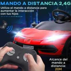Homcom - Coche eléctrico Lamborghini Aventador Rojo 12 V