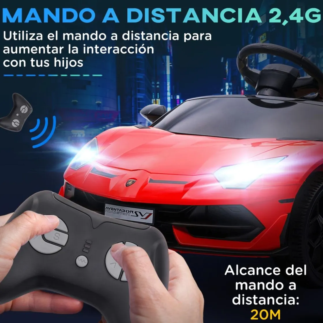 Homcom - Coche eléctrico Lamborghini Aventador Rojo 12 V