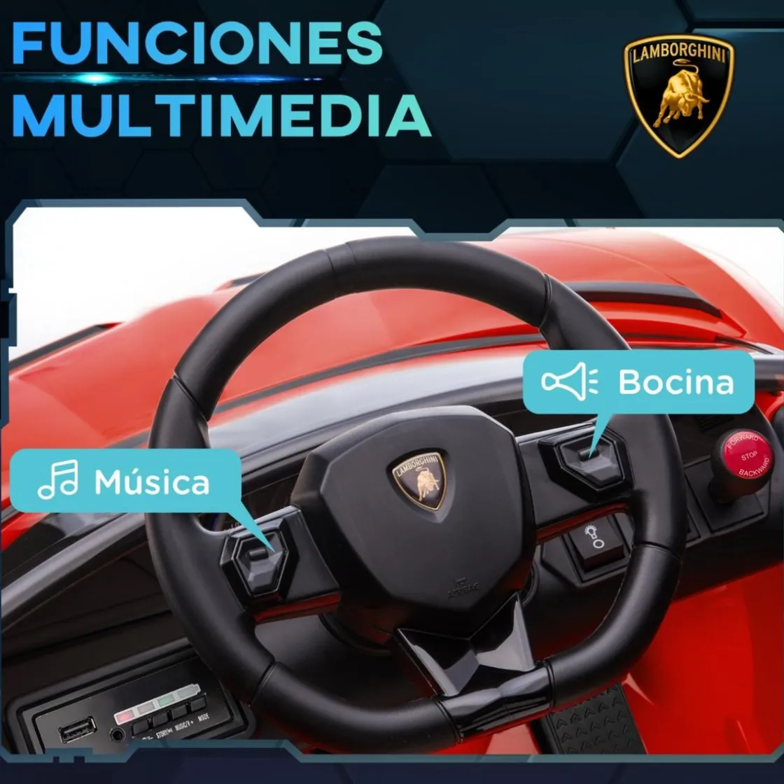 Homcom - Coche eléctrico Lamborghini Aventador Rojo 12 V