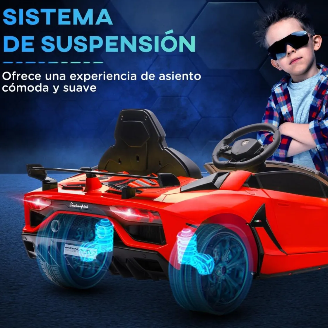 Homcom - Coche eléctrico Lamborghini Aventador Rojo 12 V