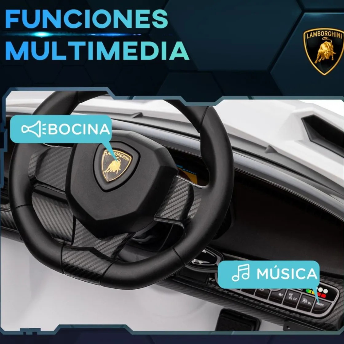 Homcom - Coche Eléctrico Lamborghini Veneno Blanco