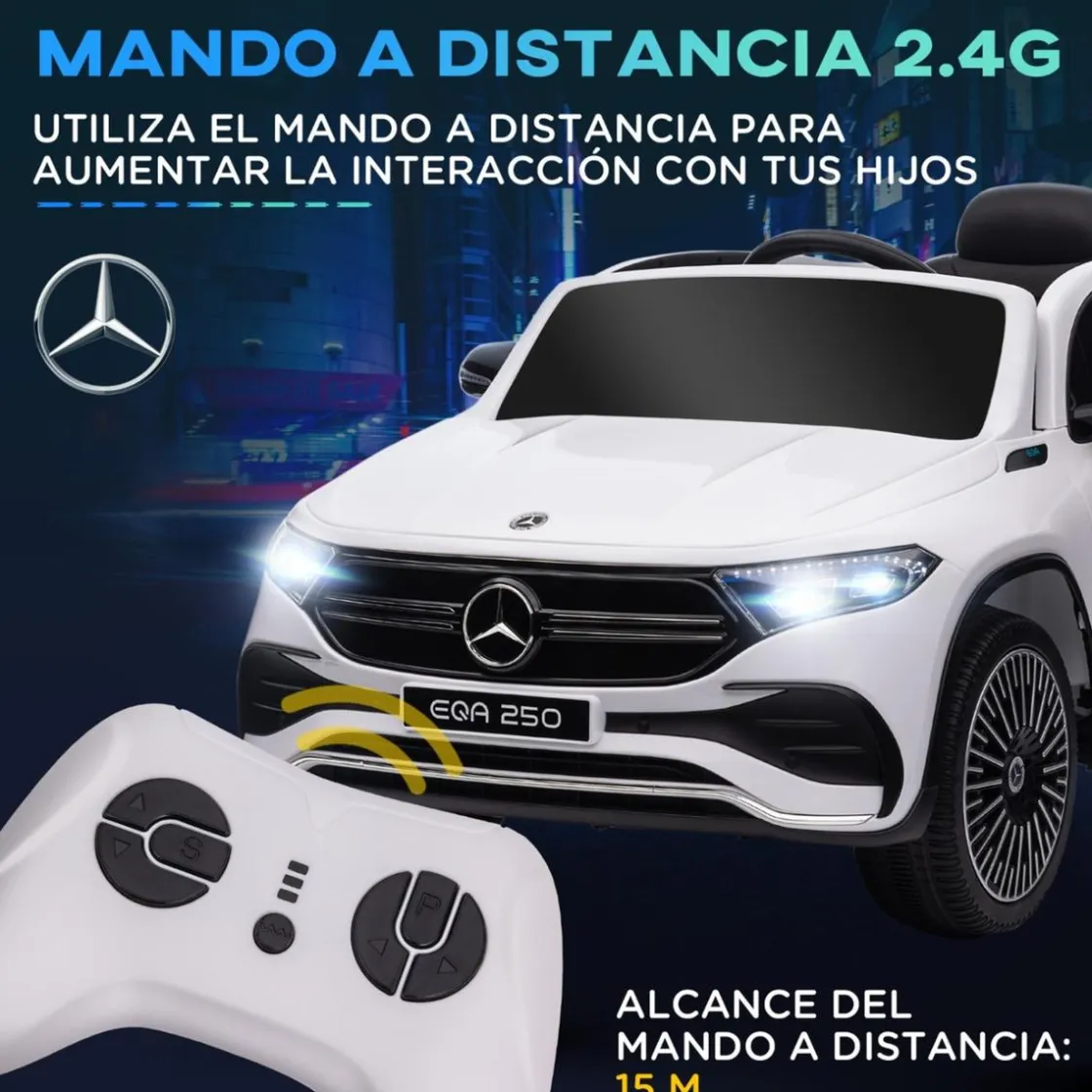 Homcom - Coche Eléctrico Mercedes-Benz EQA Blanco* Vehículos De Batería O A Pedales