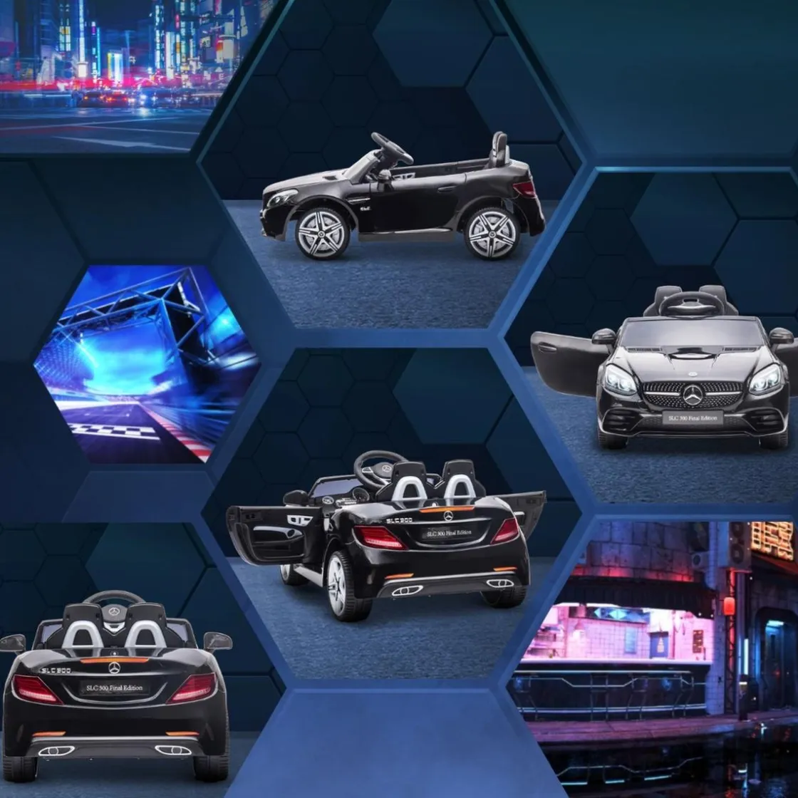 AIYAPLAY Homcom - Coche eléctrico Mercedes SLC 300 Negro con mando* Vehículos De Batería O A Pedales