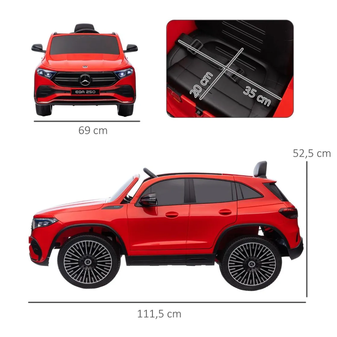 Homcom - Coche Eléctrico Mercedes-Benz EQA Rojo