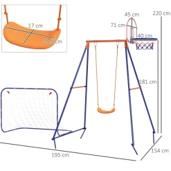 Outsunny Homcom - Columpio infantil con portería y canasta* Columpios
