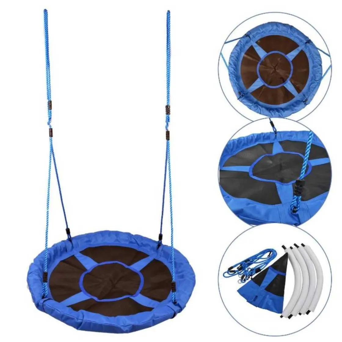 Homcom - Columpio Nido Infantil Azul y Negro