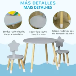 Homcom - Conjunto de mesa y dos sillas estrella