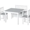 Homcom - Conjunto Infantil Mesa + Banco + 2 sillas madera