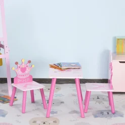 Homcom - Conjunto Mesa + 2 Sillas infantiles Madera Princess* Estilo De Vida