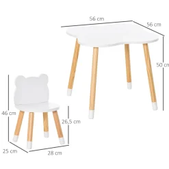 Homcom - Conjunto Mesa + 2 Sillas infantiles Madera