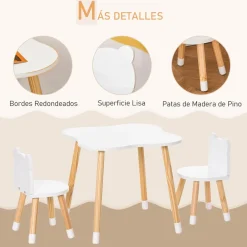 Homcom - Conjunto Mesa + 2 Sillas infantiles Madera
