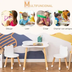 Homcom - Conjunto Mesa + 2 Sillas infantiles Madera