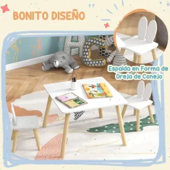 AIYAPLAY Homcom - Conjunto Mesa + 2 sillas Madera* Estilo De Vida