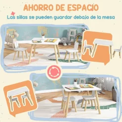 AIYAPLAY Homcom - Conjunto Mesa + 2 sillas Madera* Estilo De Vida