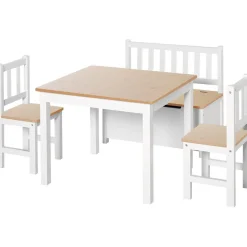 Homcom - Conjunto Mesa + Banco + 2 sillas infantiles Madera* Entretenimiento·Hamacas Y Columpios|Estilo De Vida