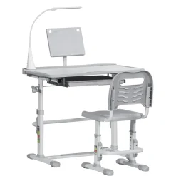 Homcom - Conjunto Pupitre reclinable + Silla Gris* Estilo De Vida