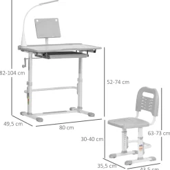 Homcom - Conjunto Pupitre reclinable + Silla Gris* Estilo De Vida