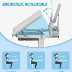 Homcom - Conjunto Pupitre reclinable + Silla Gris* Estilo De Vida