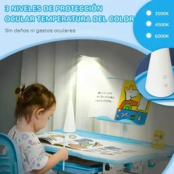 Homcom - Conjunto Pupitre reclinable + Silla Azul