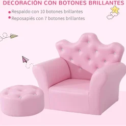 Homcom - Conjunto sillón + puff Rosa