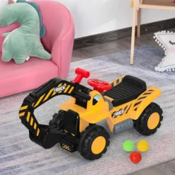 Homcom - Correpasillos 4 en 1 Excavadora Juguete* Vehículos De Batería O A Pedales