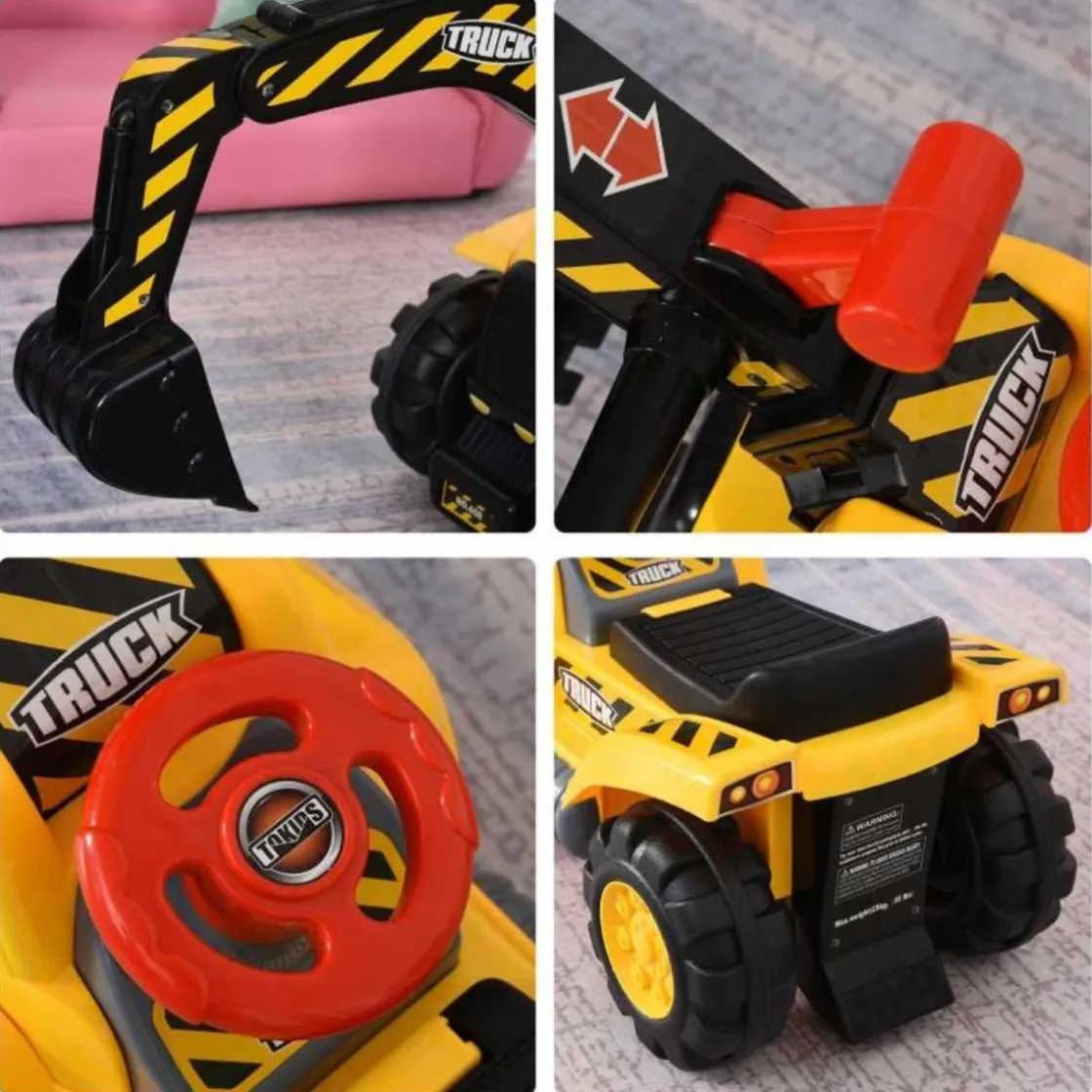 Homcom - Correpasillos 4 en 1 Excavadora Juguete* Vehículos De Batería O A Pedales