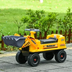 Homcom - Correpasillos Tractor Bulldozer Amarillo* Vehículos De Batería O A Pedales