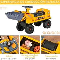 Homcom - Correpasillos Tractor Bulldozer Amarillo* Vehículos De Batería O A Pedales