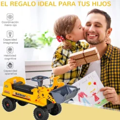 Homcom - Correpasillos Tractor Bulldozer Amarillo* Vehículos De Batería O A Pedales