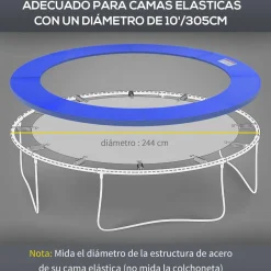 Homcom - Cubierta de protección para cama elástica Ø 305 cm azul