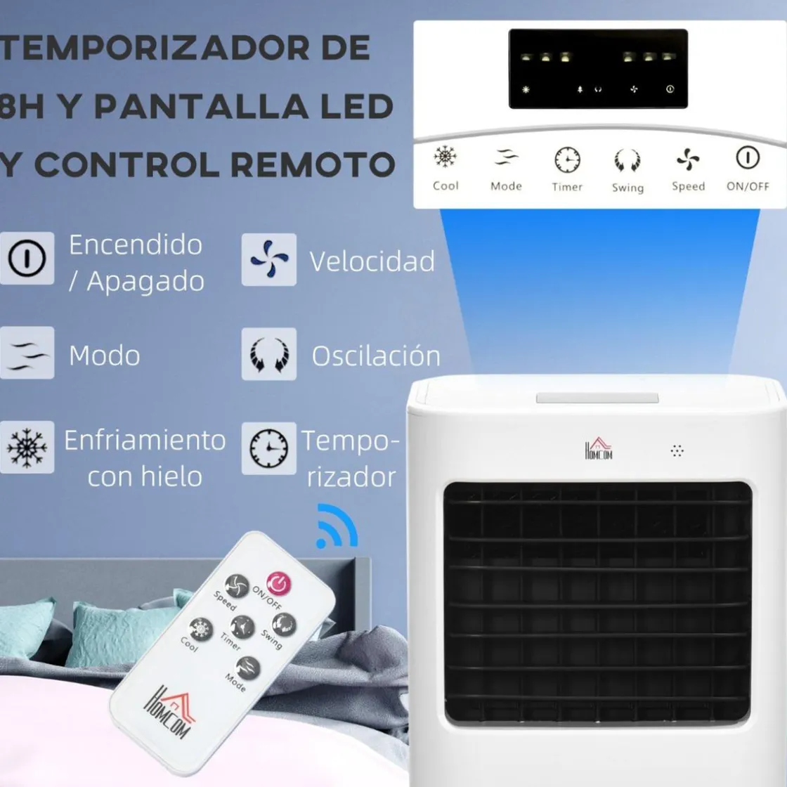 Homcom - Enfriador de Aire Portátil 15L