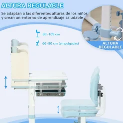 Homcom - Escritorio con estante y silla ajustable Azul y Blanco* Estilo De Vida