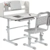 Homcom - Escritorio y silla ajustable Gris y Blanco