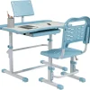 Homcom - Escritorio y silla ajustable Azul y Blanco