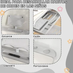 Homcom - Escritorio y silla ajustable Gris y Blanco