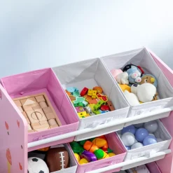 ZONEKIZ Homcom - Estantería infantil con 9 cajas Rosa* Estilo De Vida